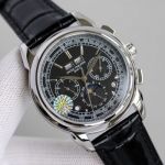 Swiss Grade Patek Philippe Complications Replica SS Black Chronograph Dial Watch